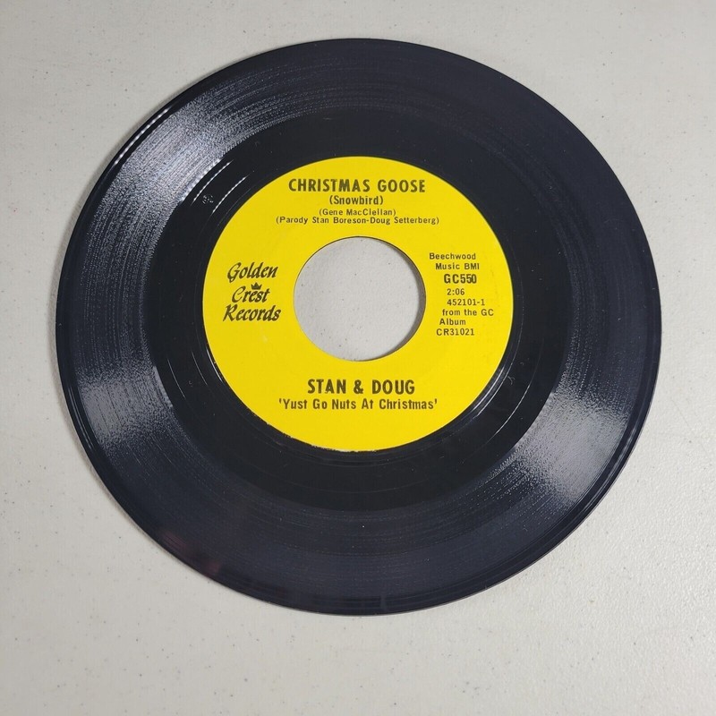 Stan and Doug 45 RPM Vinyl Christmas Goose/Christmas Medley 1970 Golden Crest