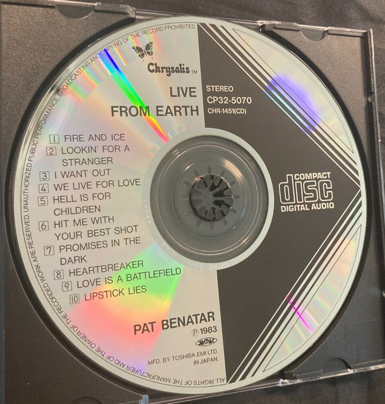 CD – PAT BENATAR – LIVE FROM EARTH – BLACK TRIANGLE CD – CP32 5070 21 JAPAN