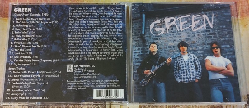 GREEN – 1986 DEBUT +7 – 1986/2009 Lion Productions ‎–LION 637 -CHICAGO POWER POP