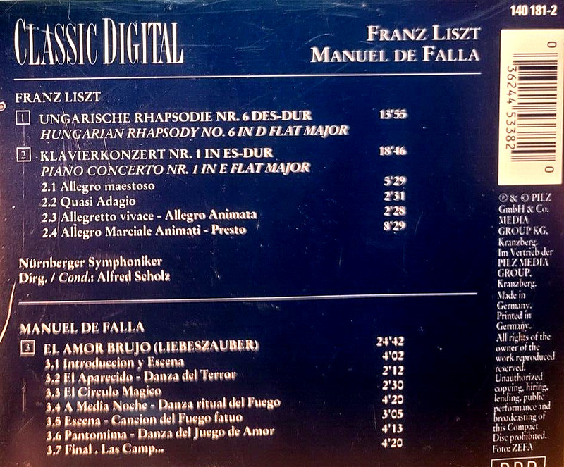 Franz Liszt - "Manuel De Falla" - ( CD - Pilz Media Group ) gallery