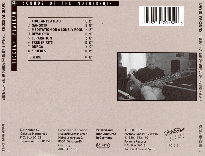 DAVID PARSONS TIBETAN PLATEAU/SOUNDS OF THE MOTHERSHIP NEW CD