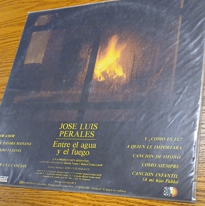 Jose Luis Perales Entre El Agua Y El Fuego LP Vinyl Hispavox Colombia vg++ gallery