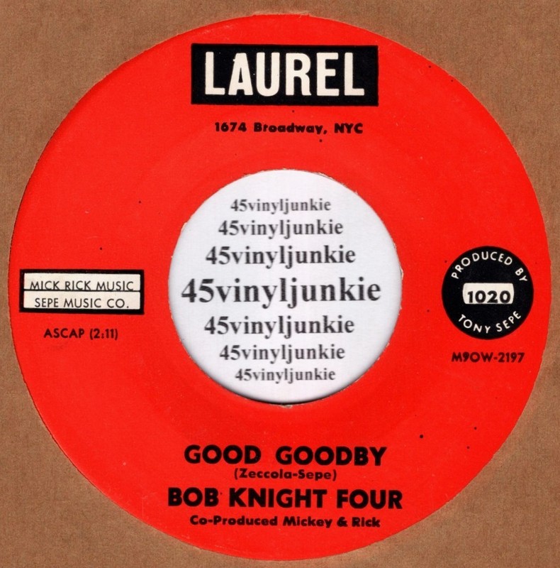 The Bob Knight Four NM 45 rpm «Good Goodbye» on Laurel Records