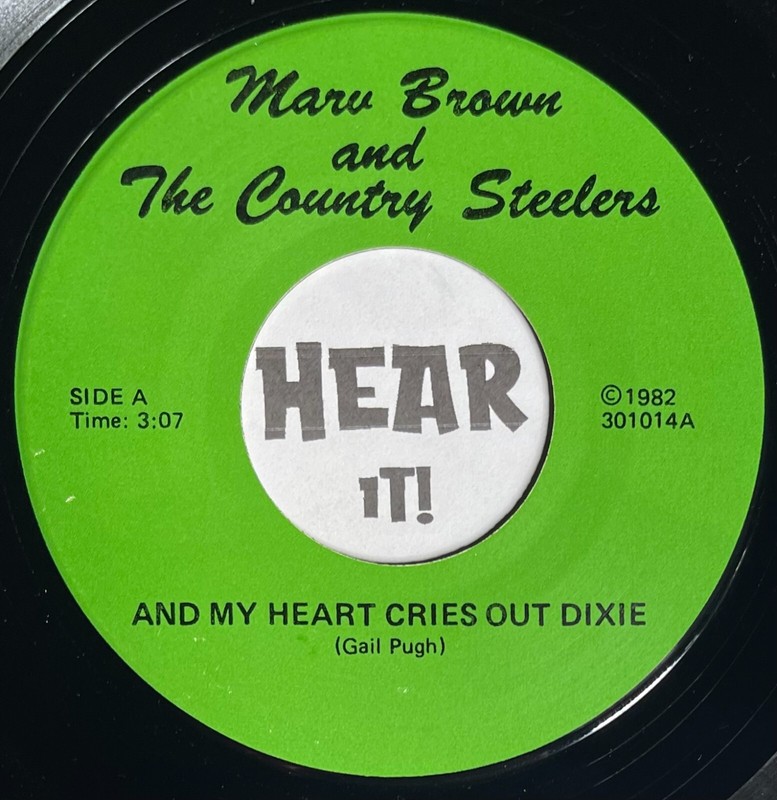 Private Melodic Outlaw Country 45 MARV BROWN My Heart Cries Out Dixie QCA great!