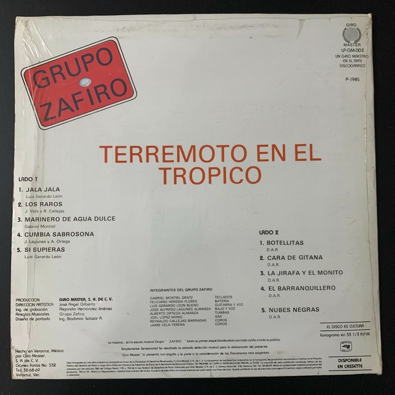 Grupo Zafiro, Terremoto En El Tropico, 1985 Mexican Lp Cumbia gallery