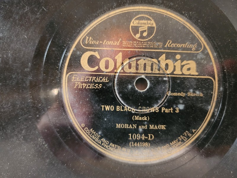 Moran And Mack – Two Black Crows (Part 3 & 4) 10″ Columbia Record 1094-D, 78RPM