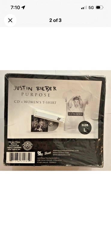 Justin Bieber Purpose CD and Womens T-Shirt Size large FYE Exclusive 2015 READ gallery