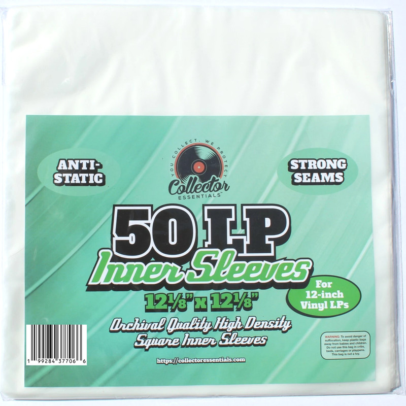 50 Frosted Anti-Static Inner Sleeves for 12″ LP Vinyl Records – Square