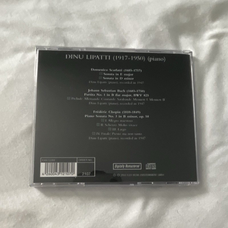 Dinu Lipatti Scarlatti/Bach/Chopin Piano CD Centurion Classics 2004 2107 gallery