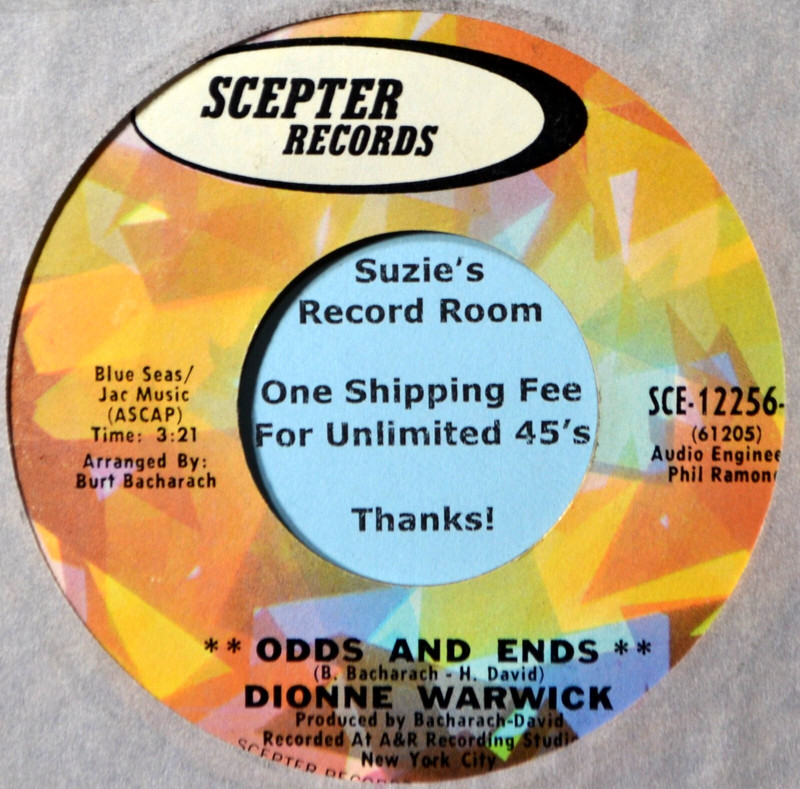 Dionne Warwick Odds and Ends Pop Rock VG+/Strong VG 45 7″ Vinyl – Plays Well
