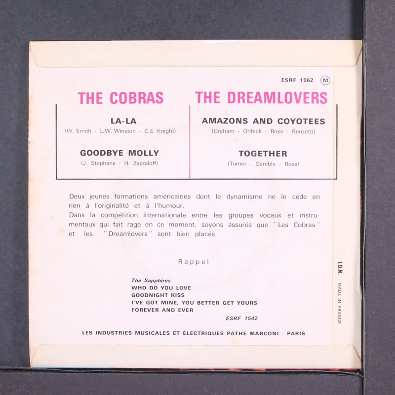 COBRAS / DREAMLOVERS: la la COLUMBIA 7" EP 45 RPM France gallery