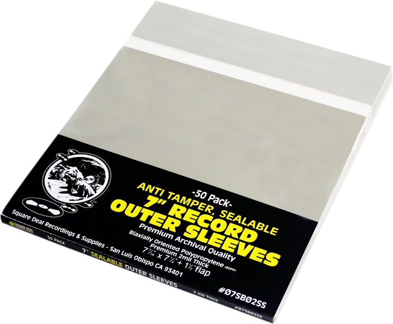 (50) 7” Vinyl Record Outer Sleeves – 2mil Thick SEALABLE Archival Clear BOPP