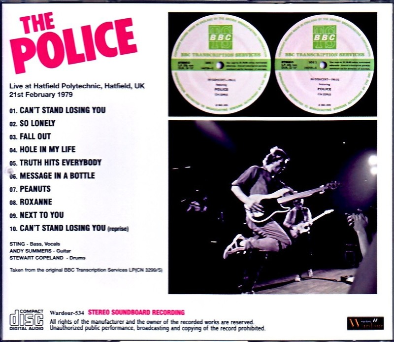 The Police England UK 1979 Upgrade STEREO SOUNDBOARD RECORDING CD 46min. gallery