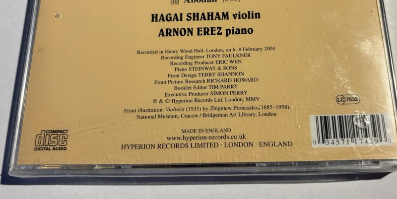 New Sealed CD: H Shaham & A Erez ERNEST BLOCH - VIOLIN SONATAS Hyperion DDD 2004 gallery
