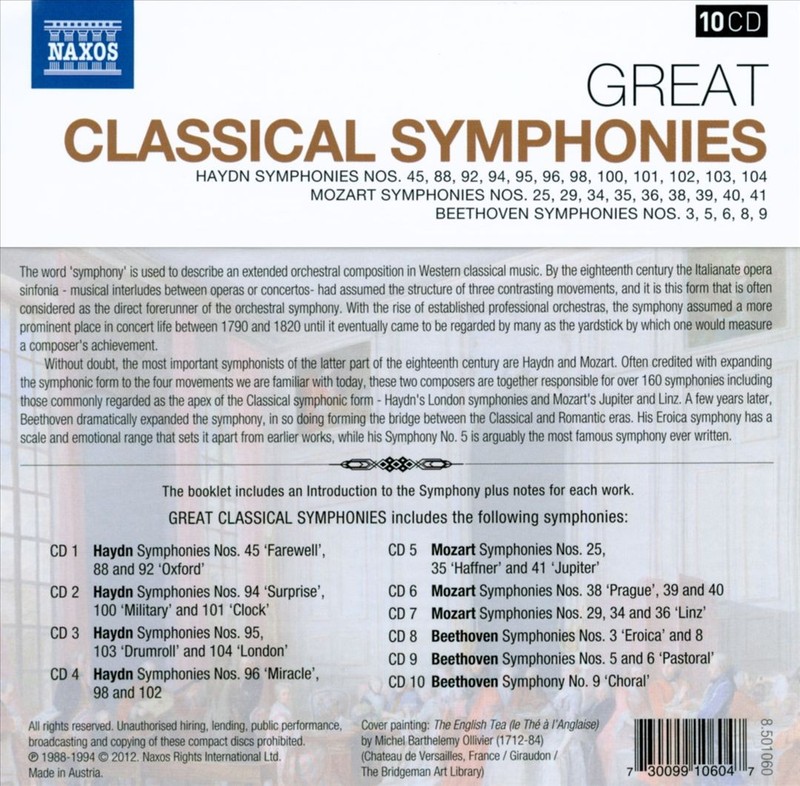 GREAT CLASSICAL SYMPHONIES NEW CD