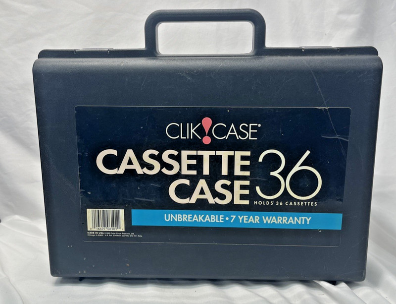 Vintage 90s Audio Cassette Carrying Case Clik Case Holds 36 Black Made In USA