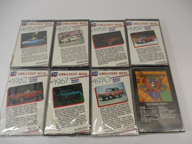 Lot (8) GREATEST HITS Cassettes 1956, 57, 58, 59, 62, 67, 70 & 50’s Dance Party