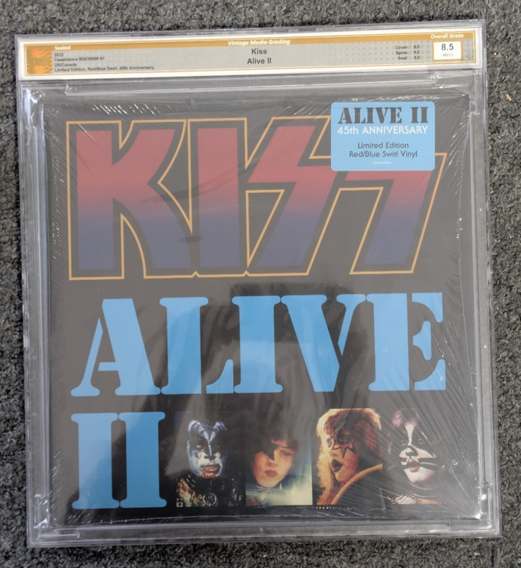 KISS Alive II Sealed 45th Anniversary Red & Blue Swirl Vinyl LP VMG GRADED 8.5