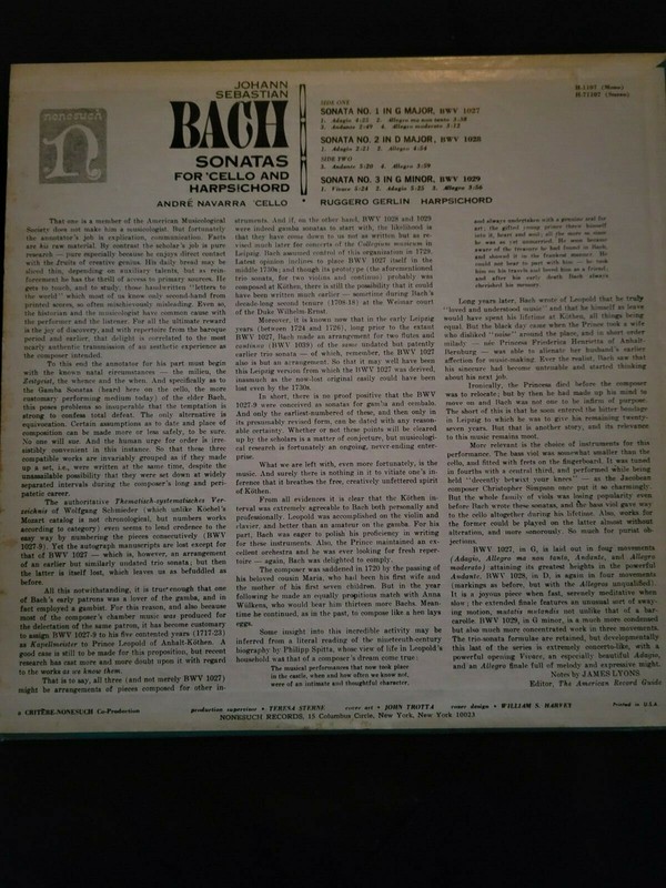 Johann Sebastian Bach Sonatas for Cello and Harpsichord album gallery