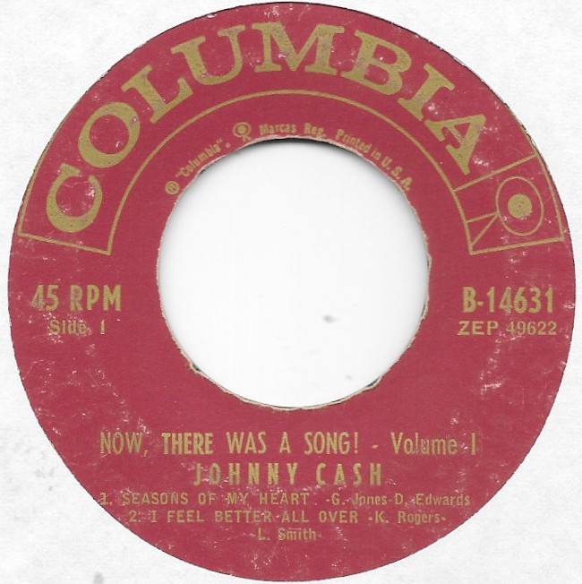 JOHNNY CASH Now There Was A Song! Volume 1 on Columbia country 45 EP HEAR