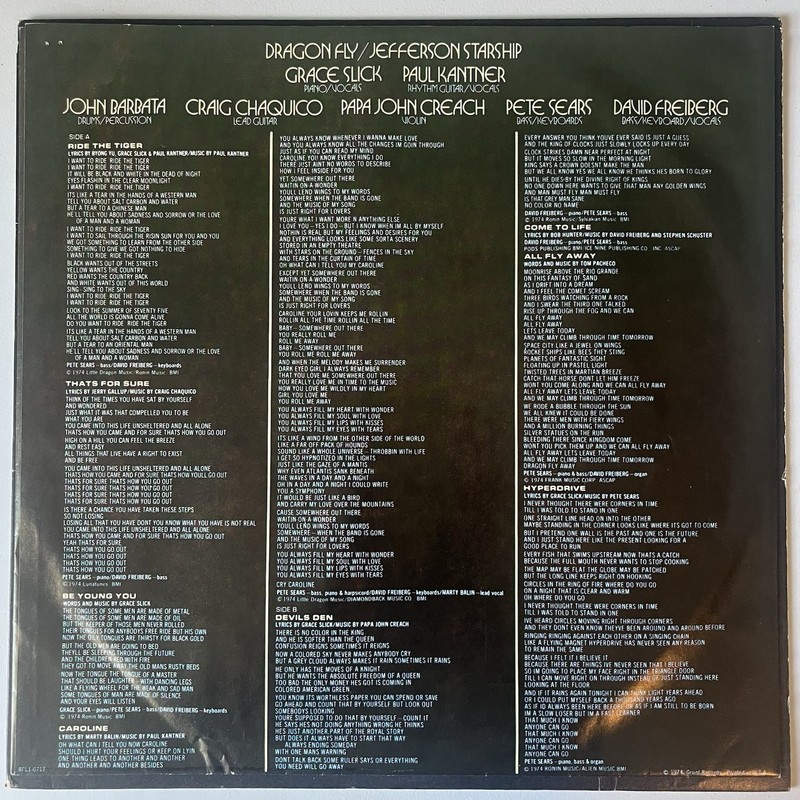 Jefferson Starship ‎Dragon Fly Vinyl LP 1974 Progressive Rock 70s gallery