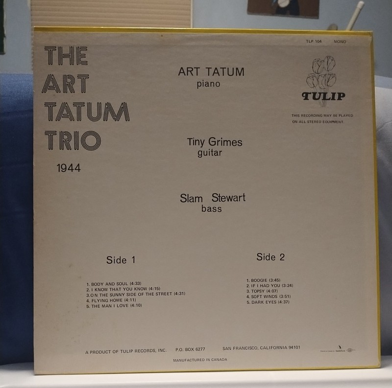 ART TATUM TRIO-1944 Scarce Jazz EX/VG+ TULIP MONO LP Slam Stewart TINY GRIMES gallery