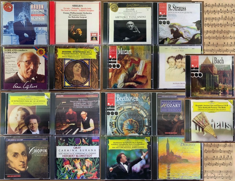 Classical CD-1 Lot of 18, Mozart, Haydn, Beethoven, Debussy, Strauss, and more.