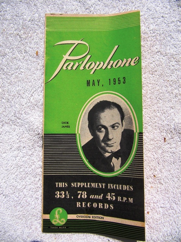 May 1953 British PARLOPHONE Supplement DICK JAMES Record Overseas CATALOG 45 78