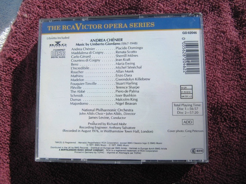 Giordano ANDREA CHENIER Renata Scotto Placido Domingo MILNES James Levine RCA gallery