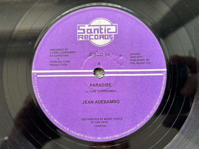 JEAN ADEBAMBO – PARADISE – UK 12″ vinyl Santic Records LOVERS ROCK REGGAE VG