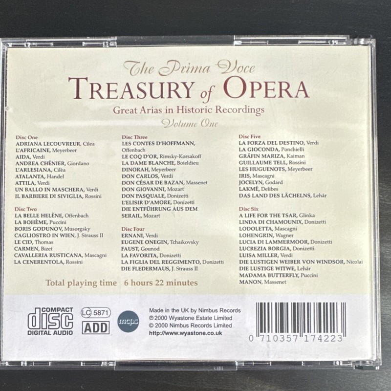 Nimbus Records Prima Voce Treasury of Opera Vol 1 Six CD Box Set Classical 2000 gallery