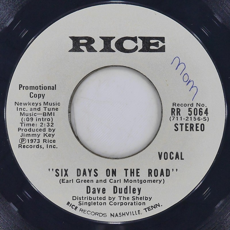 DAVE DUDLEY Rollin Rig RICE RR 5064 VG 45 RPM 1973 Country 7" Folk Jukebox gallery