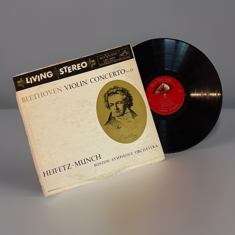 Heifetz-Munch: BEETHOVEN’S Violin Concerto in D 1959 RCA Victor Shaded Dog VG/VG