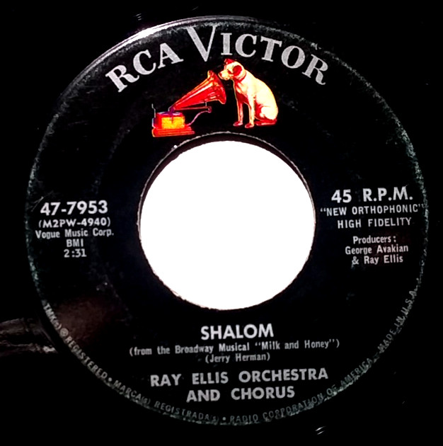 RAY ELLIS ORCHESTRA AND CHORUS - Portofino/Shalom- Vinyl 45rpm 47-7953 gallery