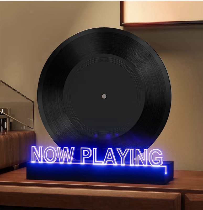 Now Playing Vinyl Record Stand- with 7 Color Changing Lights,Stylish Accent
