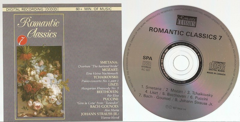 Romantic Classics 7 (CD, 1988) Disc & Cover Art Only Tchaikovski Puccini Mozart
