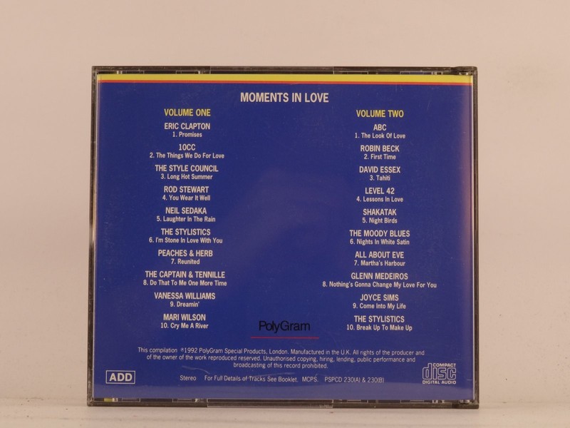 VARIOUS ARTISTS MOMENTS IN LOVE VOL 1&2 (2xCD) (Z49) 20+ Track CD Album includin gallery