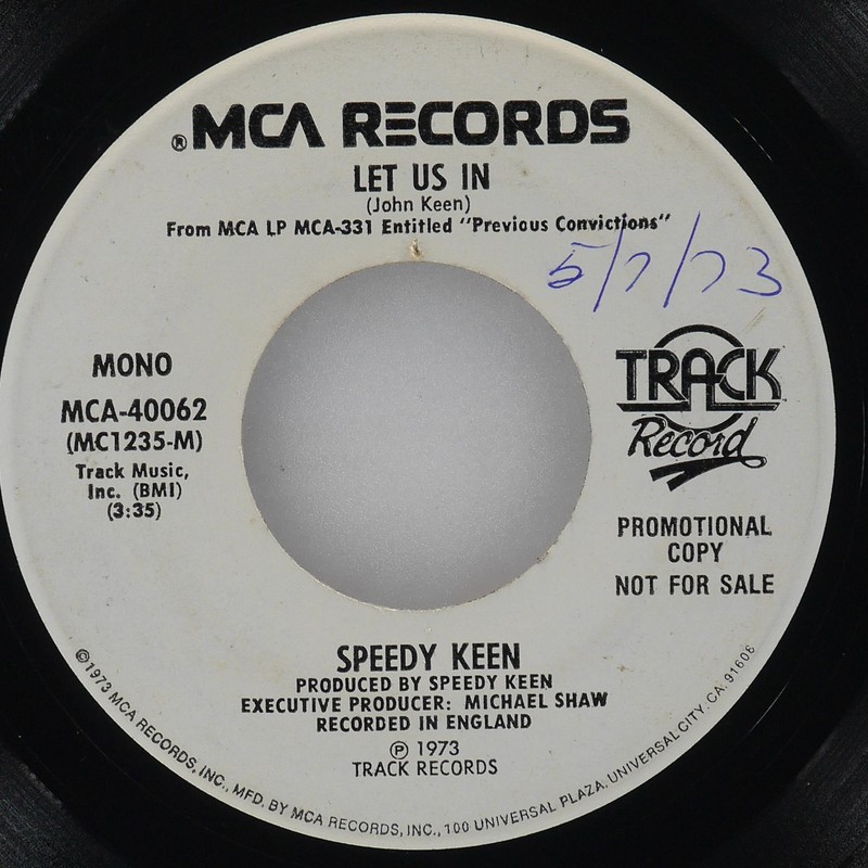 SPEEDY KEEN Let Us In / Aries Lady MCA MCA-40062 VG 45 7″ 1973 Rock