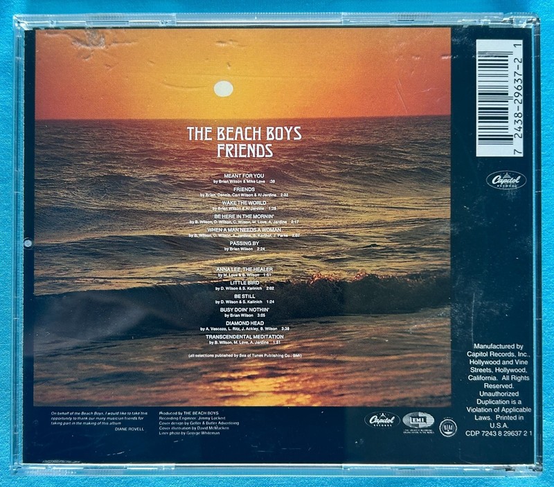 FRIENDS - The Beach Boys - 1994 CD Capitol 7243 8 29637 2 1 - VG/VG/VG gallery