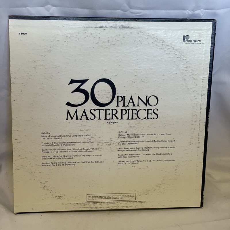 Various 30 Piano Masterpieces Vol. 3 (Vinyl, 1976) Realm 1V 8020 VG+ LP Record gallery