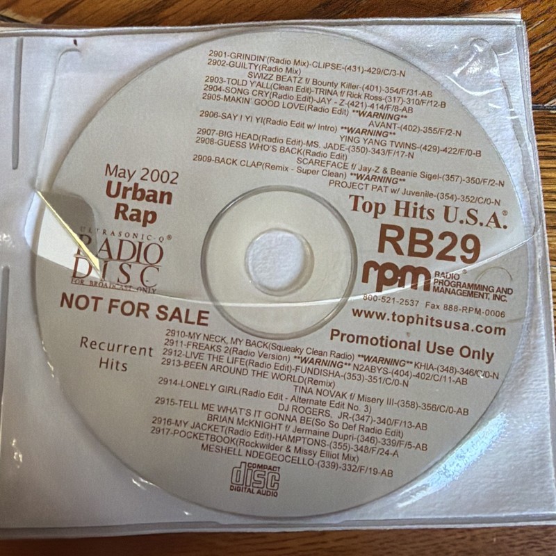 Top Hits USA Urban Rap Promo Only DJ Service Lot – RB29–RB35 – 7 CDs – Rare
