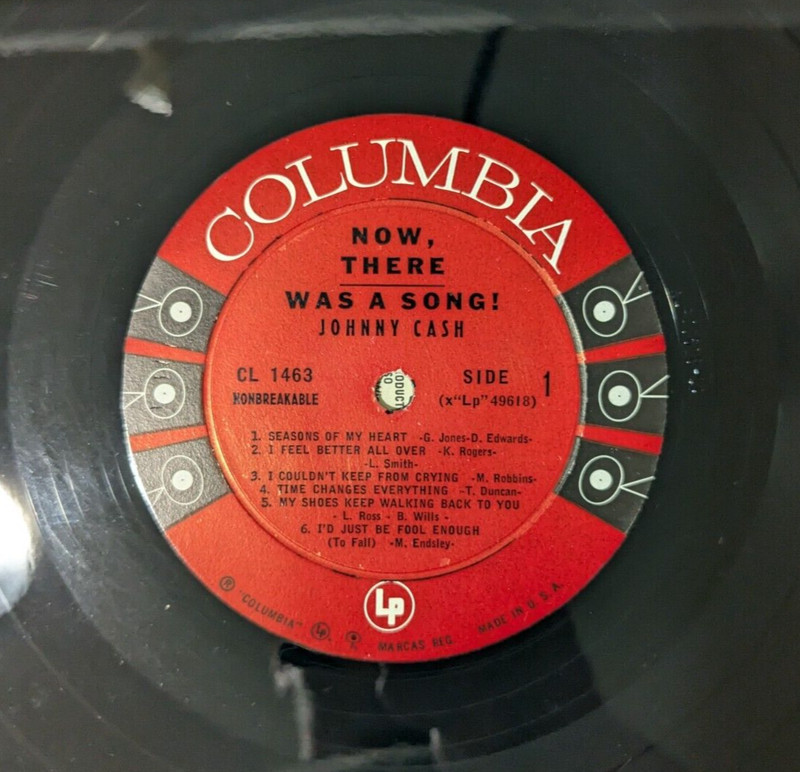 Johnny Cash Now There Was A Song! LP 6-Eye VG++ VINYL , Sleeve has small split gallery