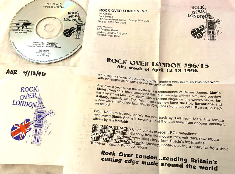 4/12/96 ROCK OVER LONDON HOLY BARBARIANS, MARION, MENSWEAR, BIS, IAN McNABB, ASH