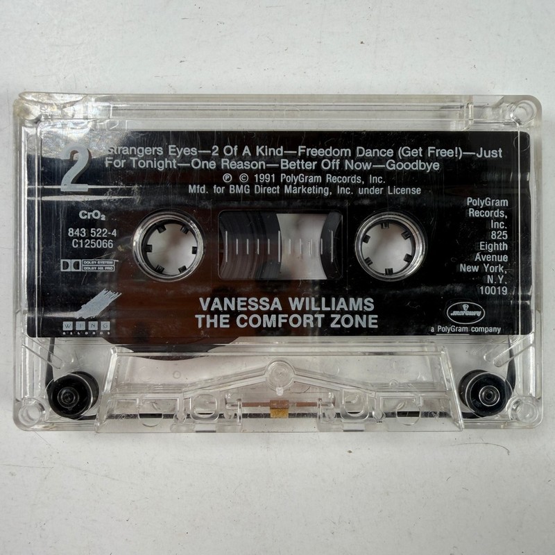 Vanessa Williams – The Comfort Zone Cassette 1991 Wing Records BMG Club Edition
