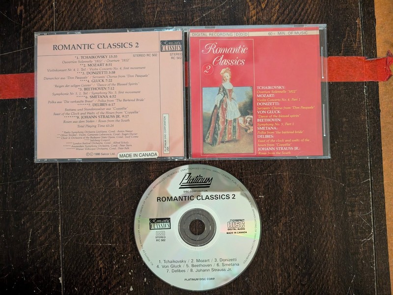 Romantic Classics 2 CD 1988 Compilation Classical Platinum Disc Corp. RC 502