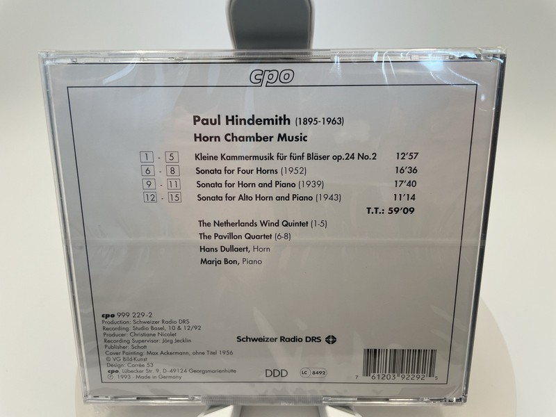 Paul Hindemith Horn Chamber Music CD Pavillon Quartet CPO 999 229-2 gallery
