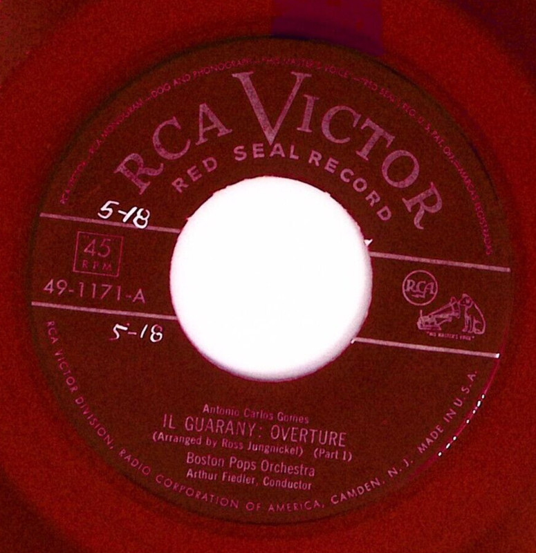 BOSTON POPS ORCH. IL GUARANY: OVERTURE RCA VICTOR RECORDS RED VINYL 45 75-49