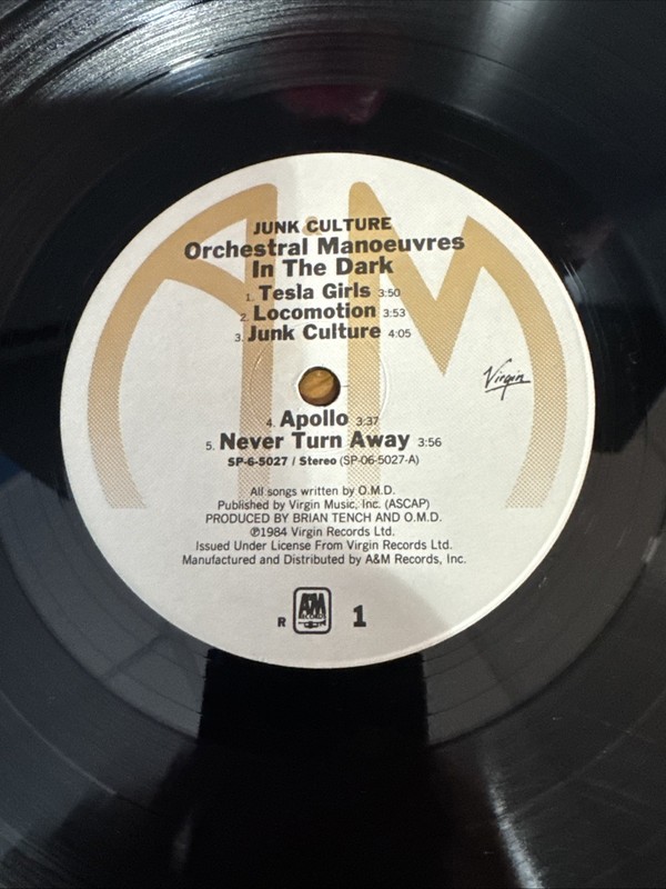 ORCHESTRAL MANOEUVRES IN THE DARK - JUNK CULTURE, SP-6-5027 A&M, 1984 B3 VG+ gallery