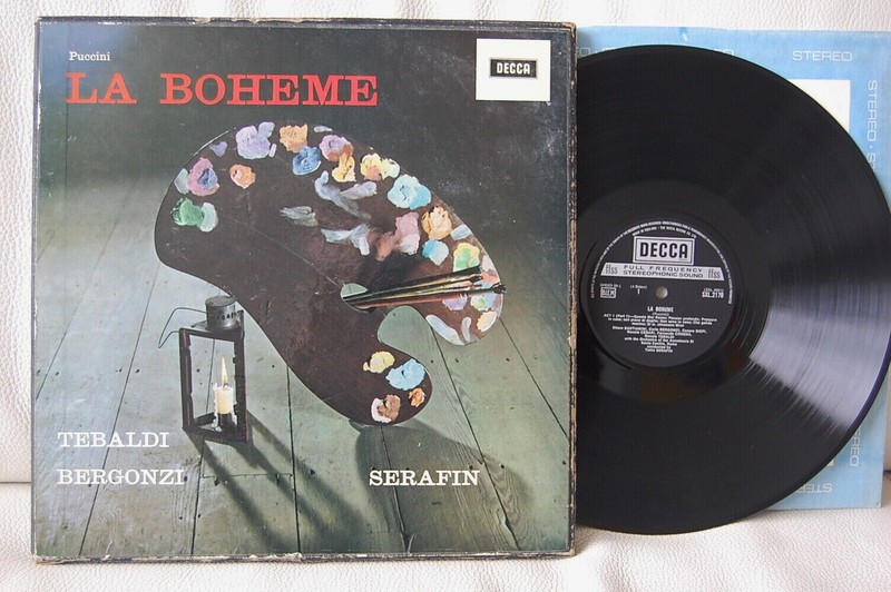 SXL 2170-1 PUCCINI LA BOHEME TEBALDI SERAFIN NM 2 LP BOX SET DECCA NB NEAR MINT