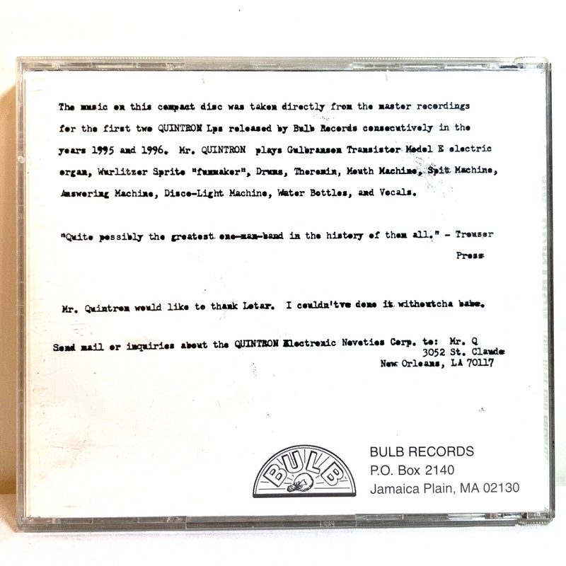 MR. QUINTRON: THE FIRST TWO RECORDS (1996) CD Alternative Rock, Experimental gallery